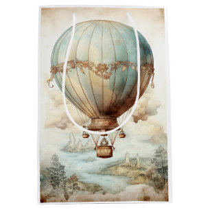 Vintage Steampunk Hot Air Balloon (2) Medium Gift Bag