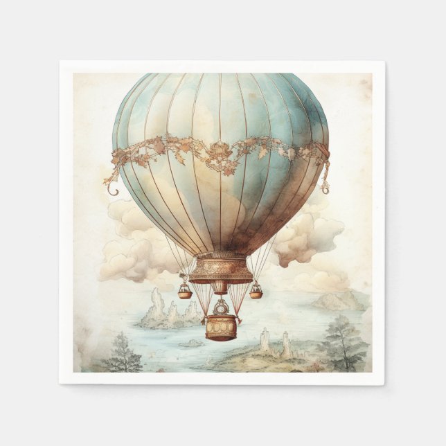 Vintage Steampunk Hot Air Balloon (2) Napkin (Front)