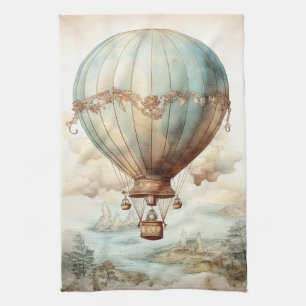 Vintage Steampunk Hot Air Balloon (2) Tea Towel
