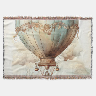 Vintage Steampunk Hot Air Balloon (2) Throw Blanket