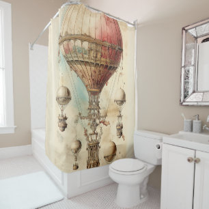 Vintage Steampunk Hot Air Balloon (5) Shower Curtain