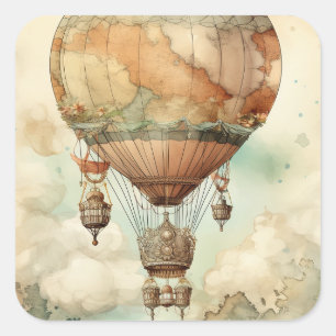 Vintage Steampunk Hot Air Balloon (5) Square Sticker