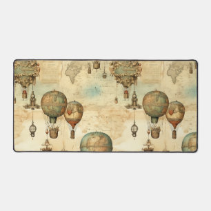 Vintage Steampunk Hot Air Balloon Sepia Desk Mat