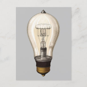 Vintage Steampunk Light Bulb Postcard