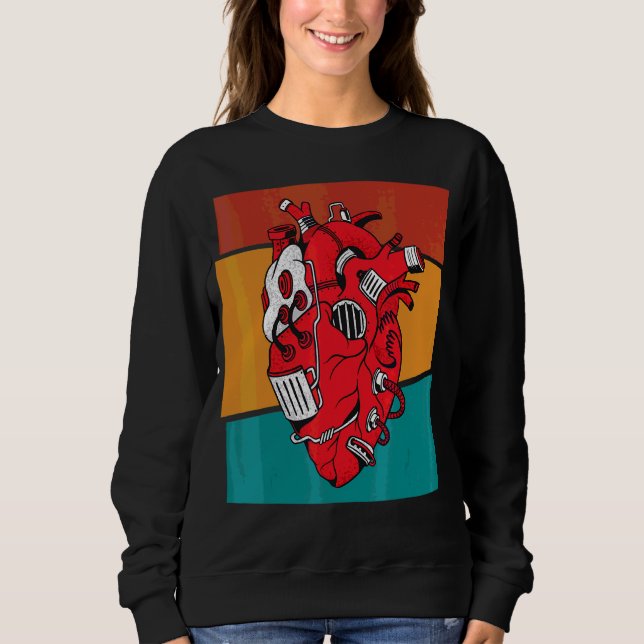 Vintage Steampunk Mechanical Heart Sweatshirt (Front)