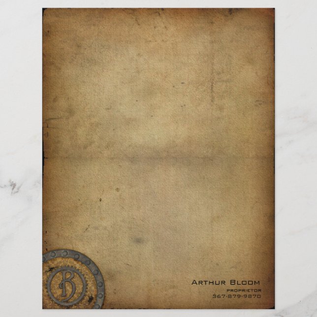 Vintage Steampunk Monogram B Customized Letterhead (Front)