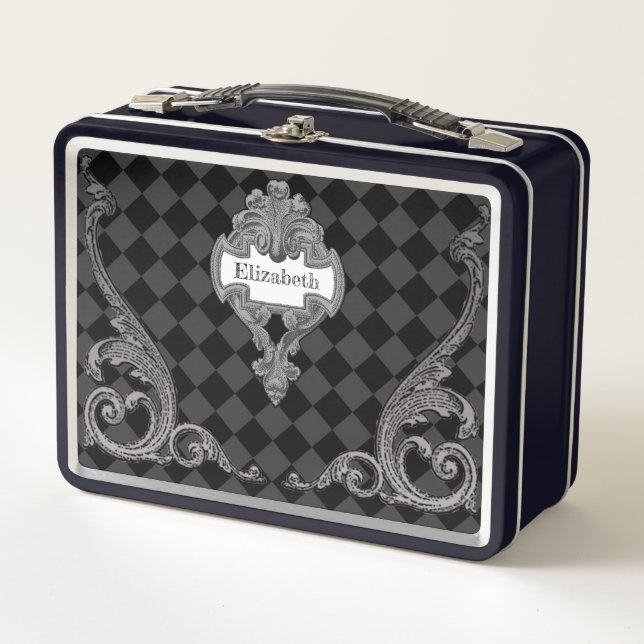 Vintage Steampunk Personalised Metal Lunch Box (Front)