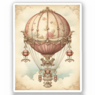 Vintage Steampunk Pink Hot Air Balloon