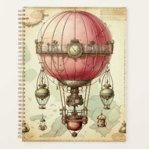 Vintage Steampunk Pink Hot Air Balloon (2) Planner
