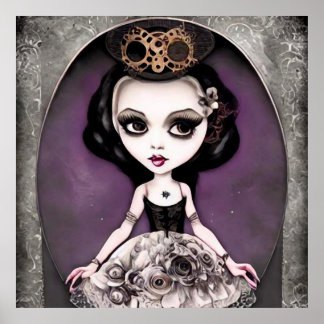 Vintage Steampunk Princess Doll Poster