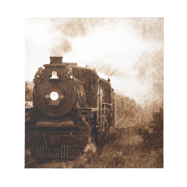 Vintage Steampunk Railroad Antique Steam Train Notepad (Front)
