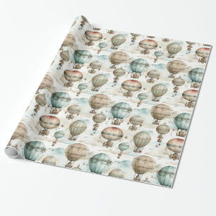 Vintage Steampunk Retro Balloons Wrapping Paper