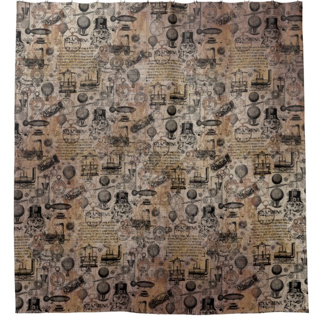 Vintage Steampunk Shower Curtain (Front)