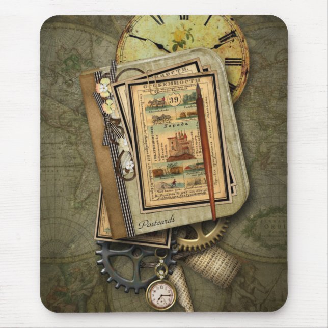 Vintage Steampunk Travel Mouse Pad (Front)