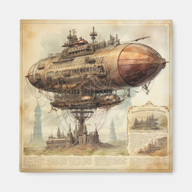Vintage Steampunk Zeppelin (10) Magnet (Front)