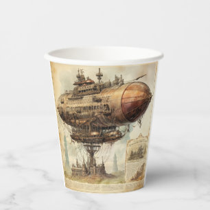 Vintage Steampunk Zeppelin (10) Paper Cups