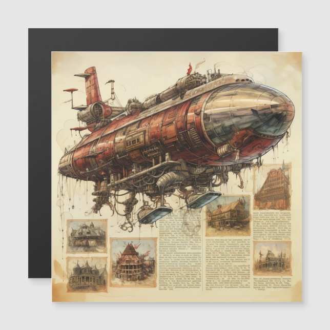 Vintage Steampunk Zeppelin (11) (Front/Back)