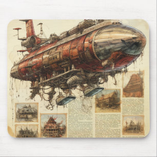 Vintage Steampunk Zeppelin (11) Mouse Pad