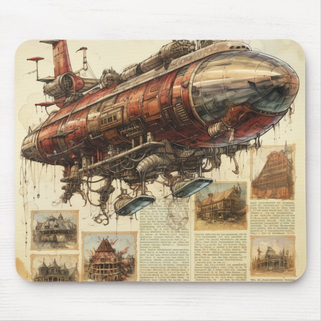Vintage Steampunk Zeppelin (11) Mouse Pad (Front)