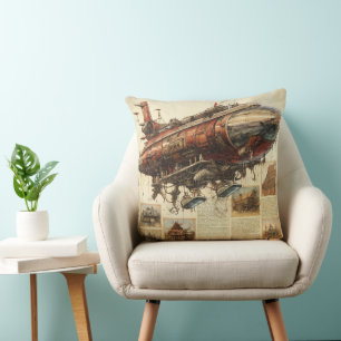 Vintage Steampunk Zeppelin (11) Tissue Paper Cushion