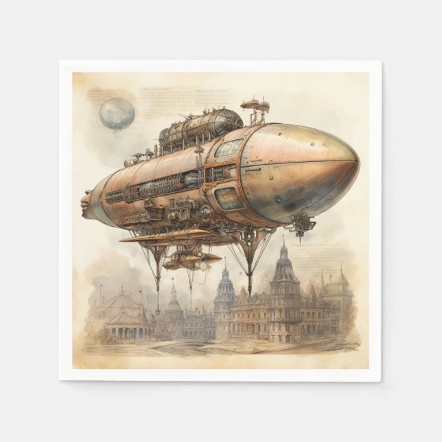 Vintage Steampunk Zeppelin (12) Napkin (Front)