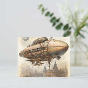 Vintage Steampunk Zeppelin (12) Postcard
