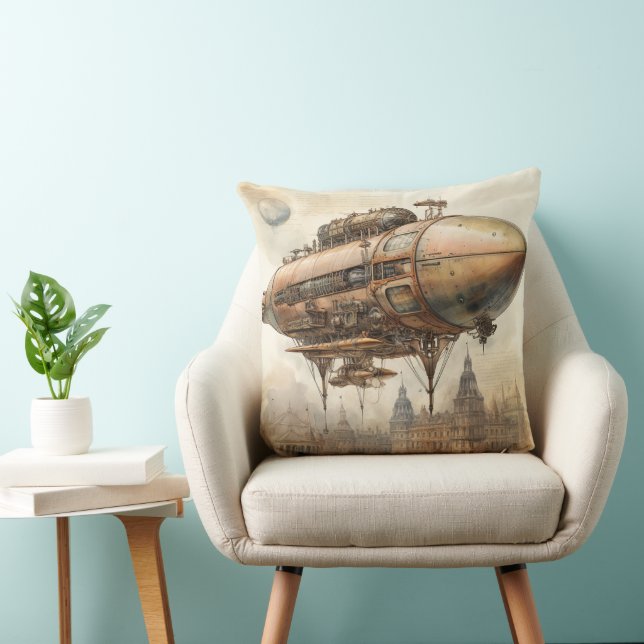 Vintage Steampunk Zeppelin (12) Tissue Paper Cushion (Chair)
