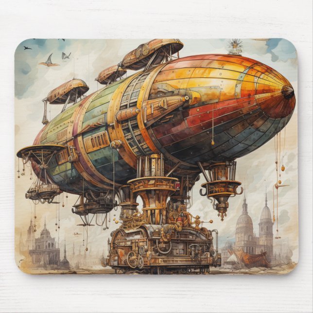 Vintage Steampunk Zeppelin (1) Mouse Pad (Front)