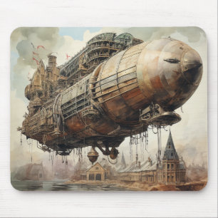 Vintage Steampunk Zeppelin (2) Mouse Pad