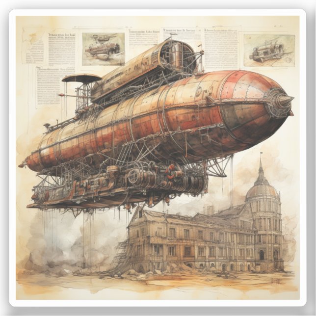 Vintage Steampunk Zeppelin (3) (Front)