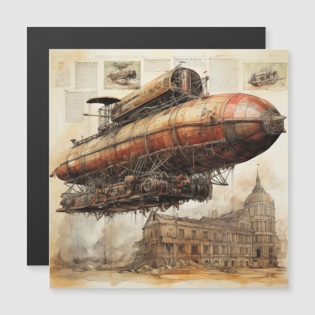 Vintage Steampunk Zeppelin (3) (Front/Back)