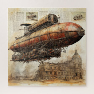 Vintage Steampunk Zeppelin (3) Jigsaw Puzzle