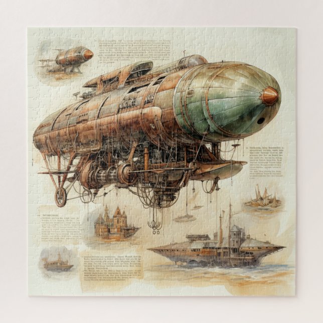Vintage Steampunk Zeppelin (4) Jigsaw Puzzle (Vertical)