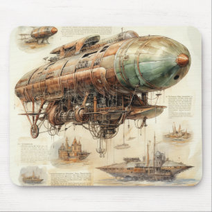 Vintage Steampunk Zeppelin (4) Mouse Pad