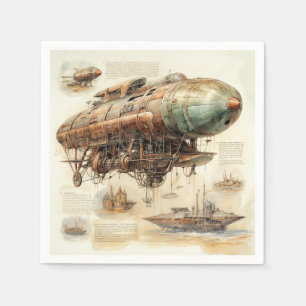 Vintage Steampunk Zeppelin (4) Napkin