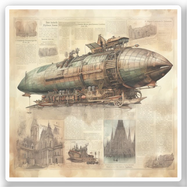 Vintage Steampunk Zeppelin (5) (Front)