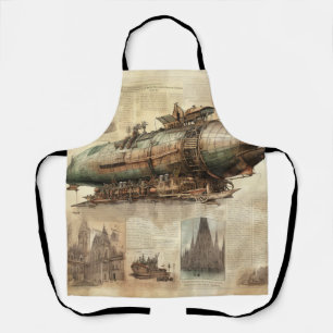 Vintage Steampunk Zeppelin (5) Apron