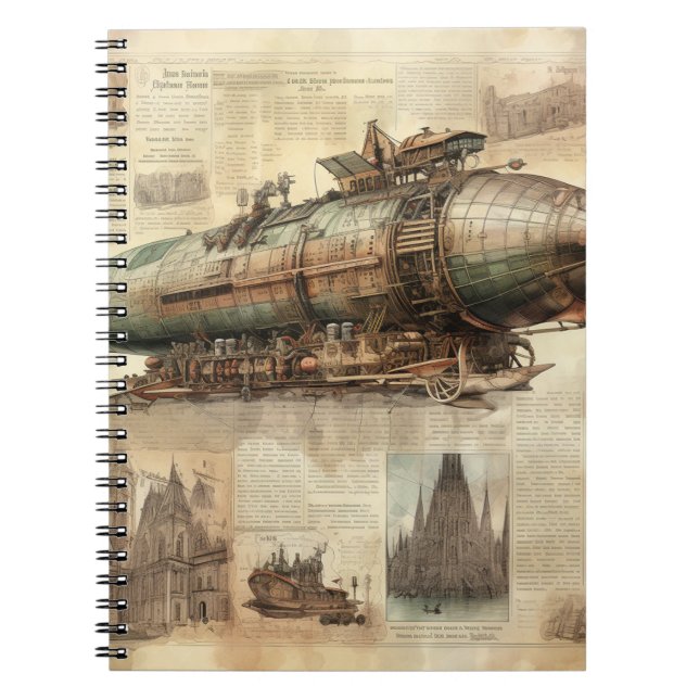 Vintage Steampunk Zeppelin (5) Notebook (Front)