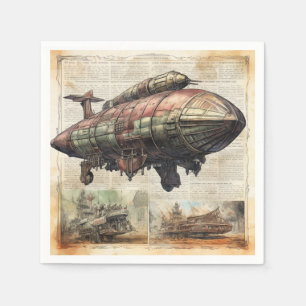 Vintage Steampunk Zeppelin (6) Napkin