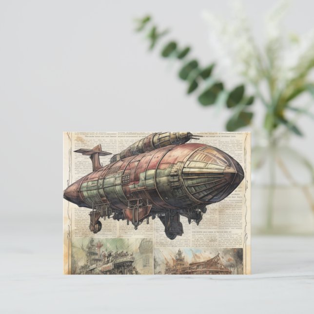 Vintage Steampunk Zeppelin (6) Postcard (Standing Front)
