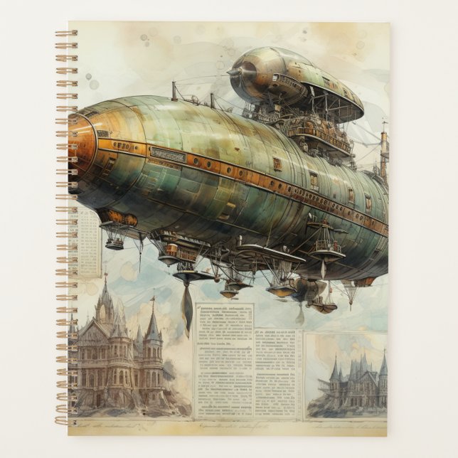 Vintage Steampunk Zeppelin (7) Planner (Front)