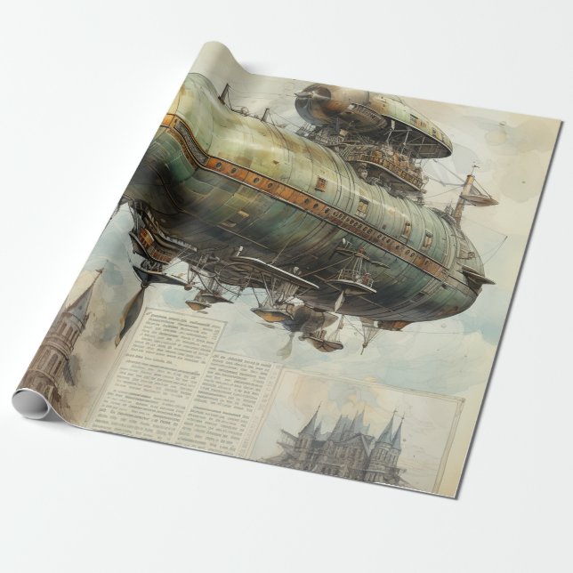 Vintage Steampunk Zeppelin (7) Tissue Paper (Unrolled)