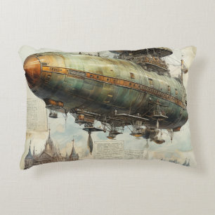 Vintage Steampunk Zeppelin (7) Tissue Paper Decorative Cushion