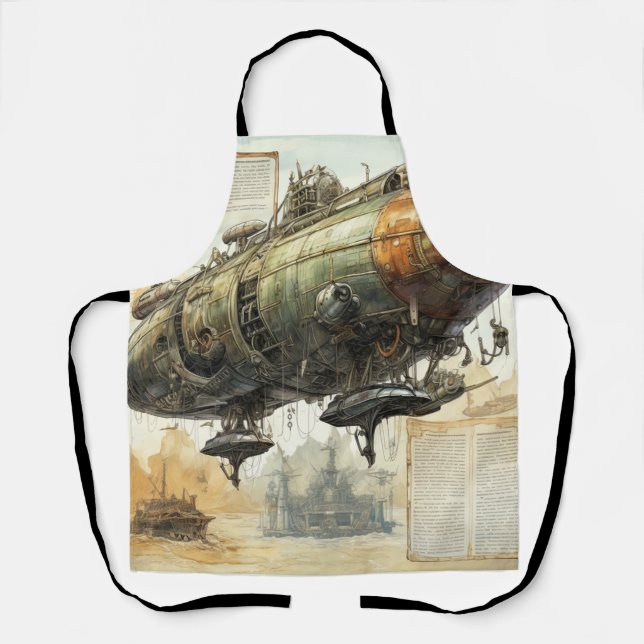 Vintage Steampunk Zeppelin (8) Apron (Front)