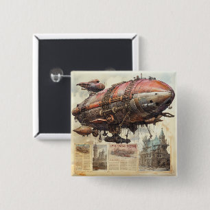 Vintage Steampunk Zeppelin (9) 15 Cm Square Badge