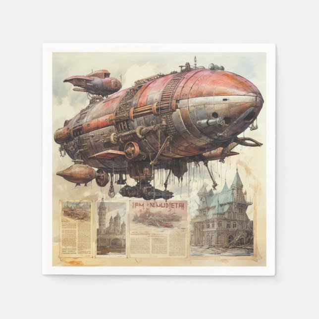 Vintage Steampunk Zeppelin (9) Napkin (Front)