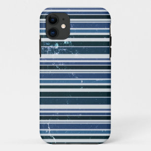 Vintage Steel Blue Stripes Pattern iPhone 11 Case