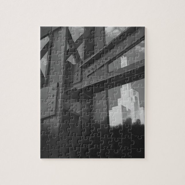 Vintage Steel Construction Skyscraper Architecture Jigsaw Puzzle (Vertical)