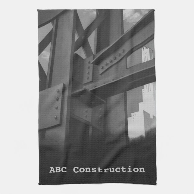 Vintage Steel Construction Skyscraper Architecture Tea Towel (Vertical)