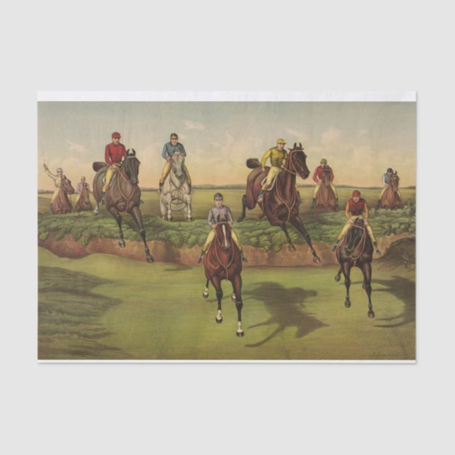Vintage Steeplechase Thoroughbred Racehorses Tissue Paper (Front)